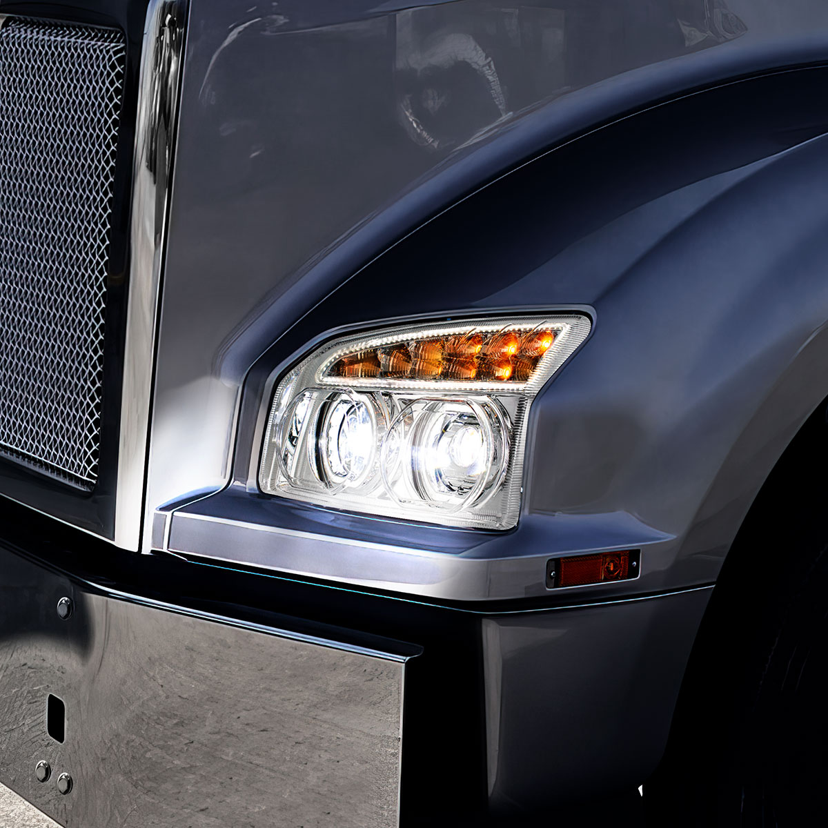 Chrome 11 LED Headlight For 2015-2024 Kenworth T880-Driver - Thumbnail 10