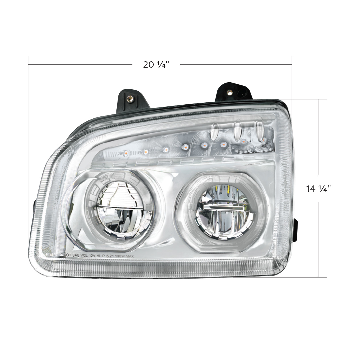 High Power LED Chrome Headlight With LED Turn Signal & Light Bar For 2015-2025 Kenworth T880-Driver - Thumbnail 12