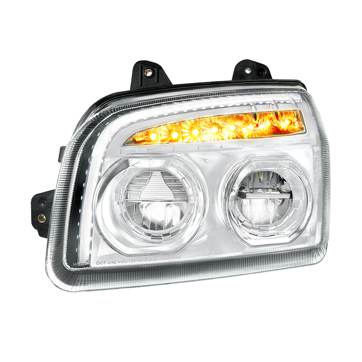 High Power LED Chrome Headlight With LED Turn Signal & Light Bar For 2015-2025 Kenworth T880-Driver - Thumbnail 5