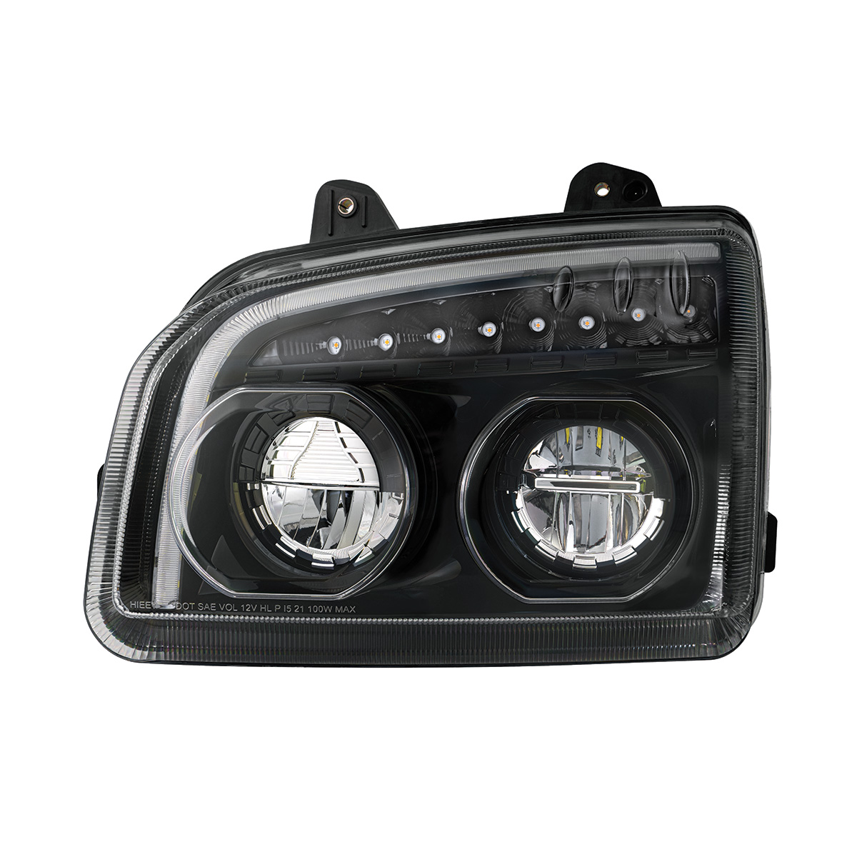 High Power LED Blackout Headlight With LED Turn Signal & Light Bar For 2015-2025 Kenworth T880-Driver - Thumbnail 2
