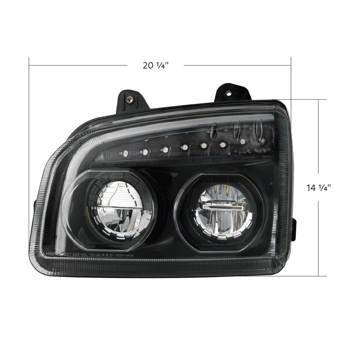 High Power LED Blackout Headlight With LED Turn Signal & Light Bar For 2015-2025 Kenworth T880-Driver - Thumbnail 12