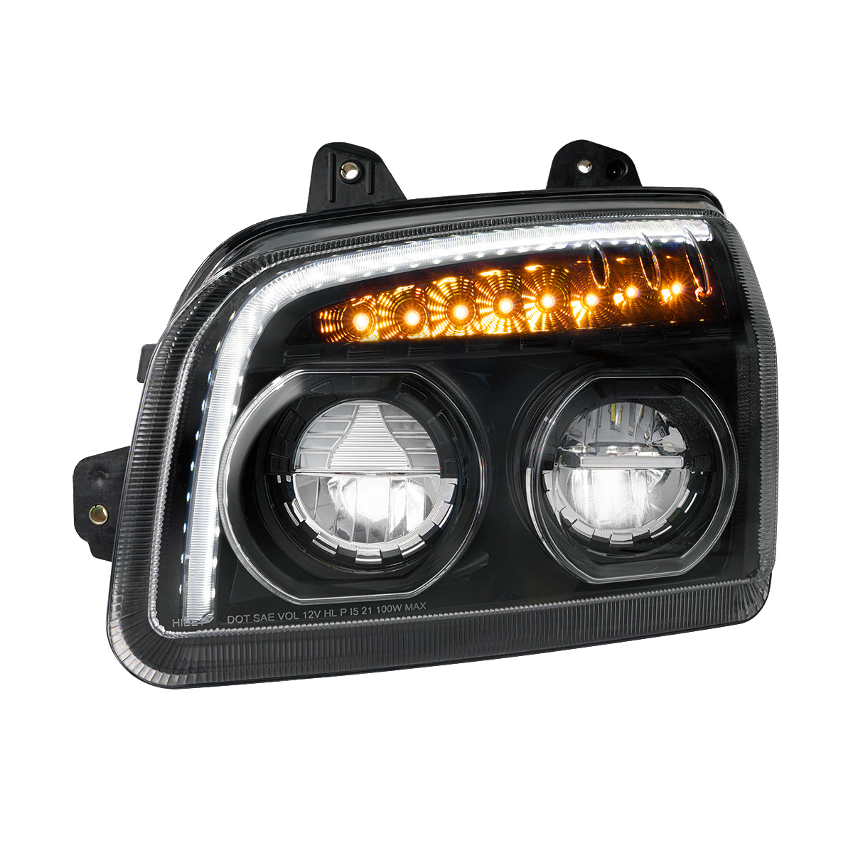 High Power LED Blackout Headlight With LED Turn Signal & Light Bar For 2015-2025 Kenworth T880-Driver - Thumbnail 5