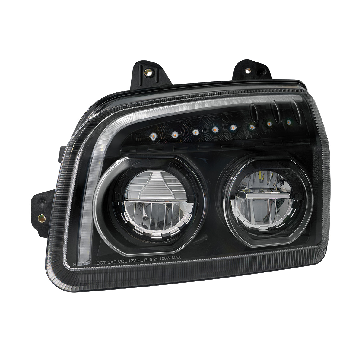 High Power LED Blackout Headlight With LED Turn Signal & Light Bar For 2015-2025 Kenworth T880-Driver - Thumbnail 6
