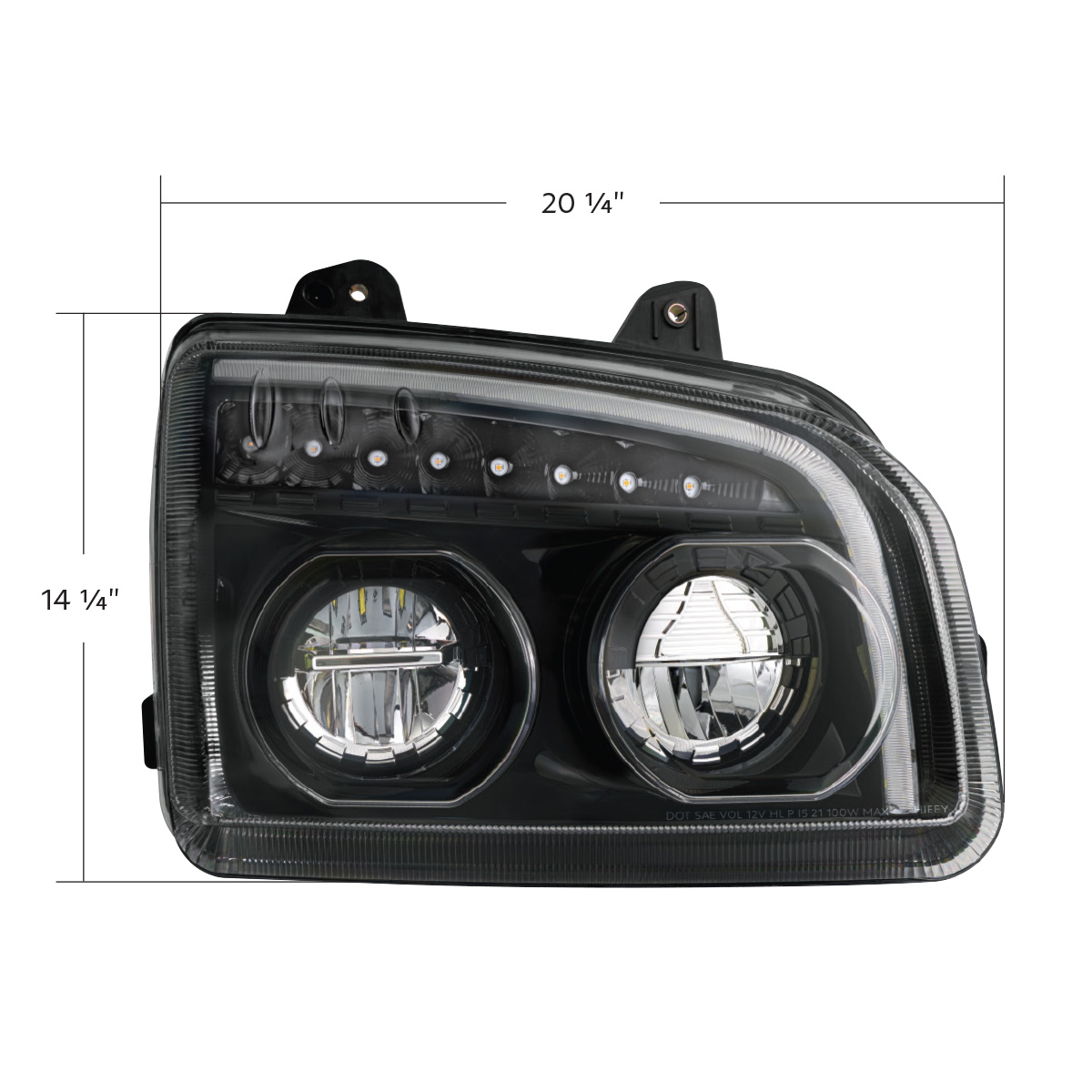High Power LED Blackout Headlight With LED Turn Signal & Light Bar For 2015-2025 Kenworth T880-Passenger - Thumbnail 11