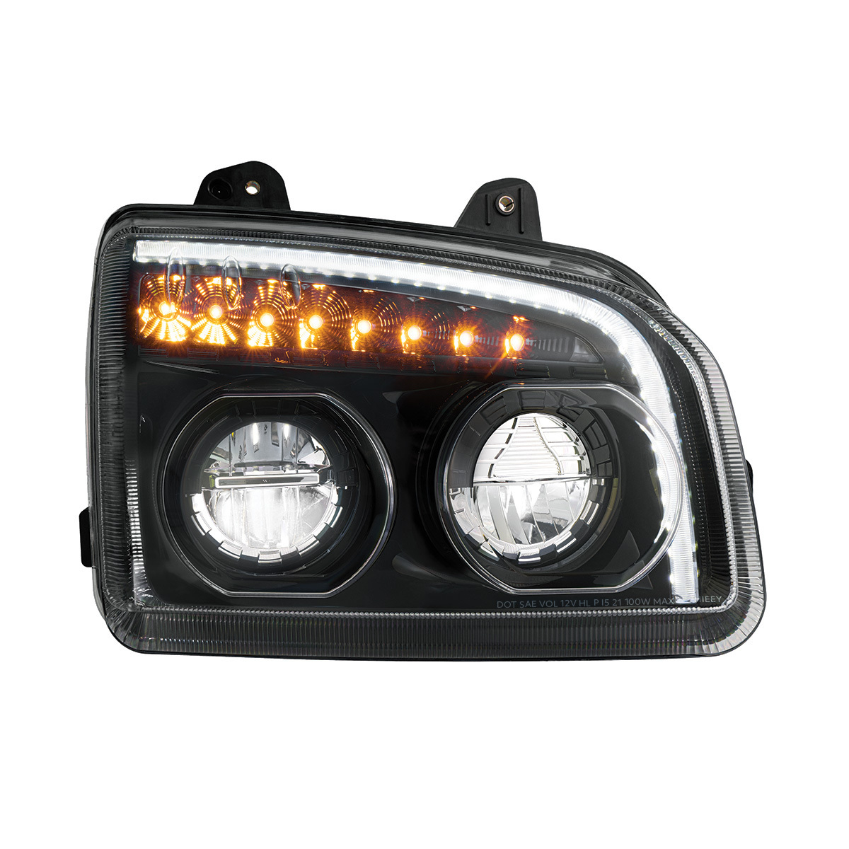 High Power LED Blackout Headlight With LED Turn Signal & Light Bar For 2015-2025 Kenworth T880-Passenger - Thumbnail 14