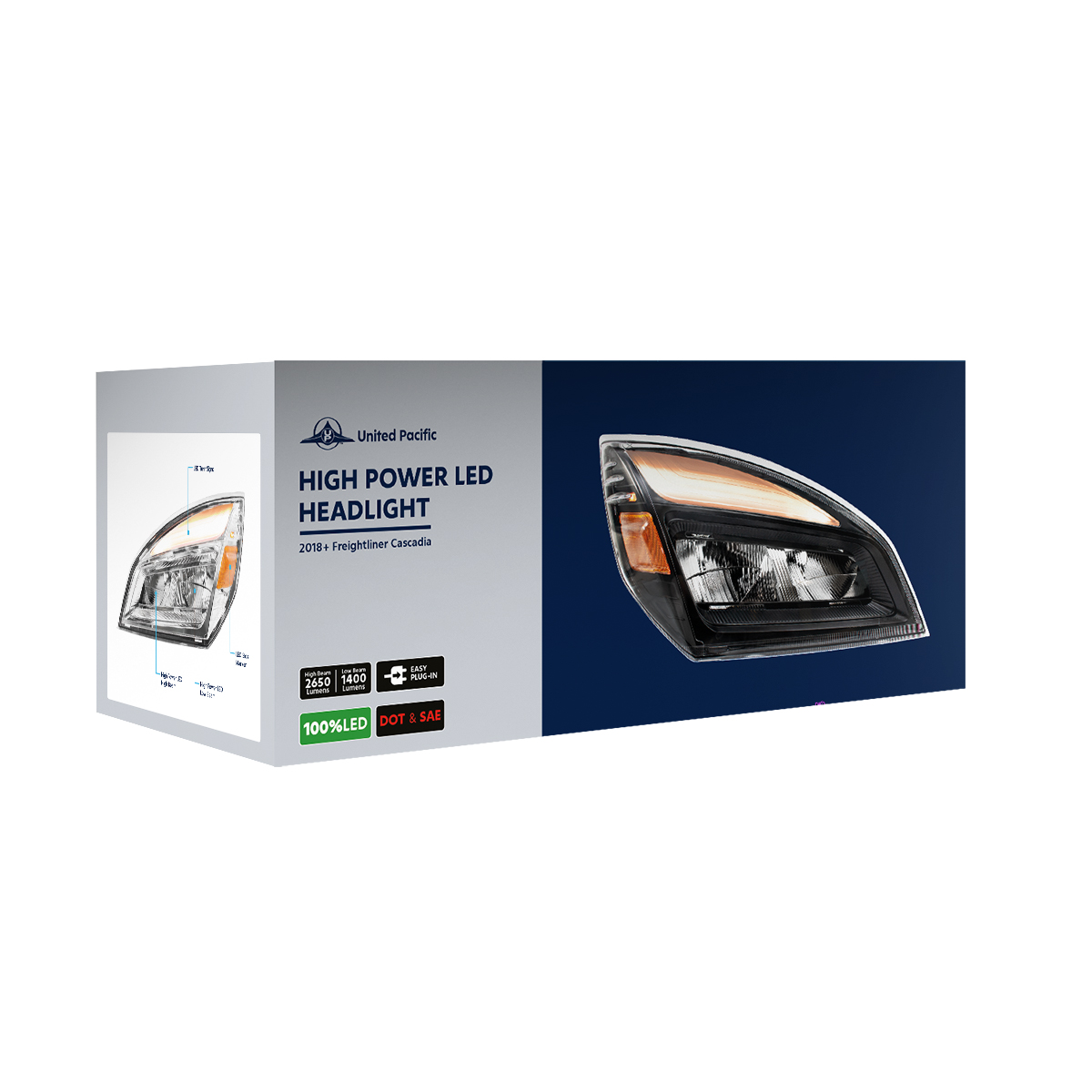 High Power Blackout LED Headlight For 2018-2024 Freightliner Cascadia-Passenger - Thumbnail 10
