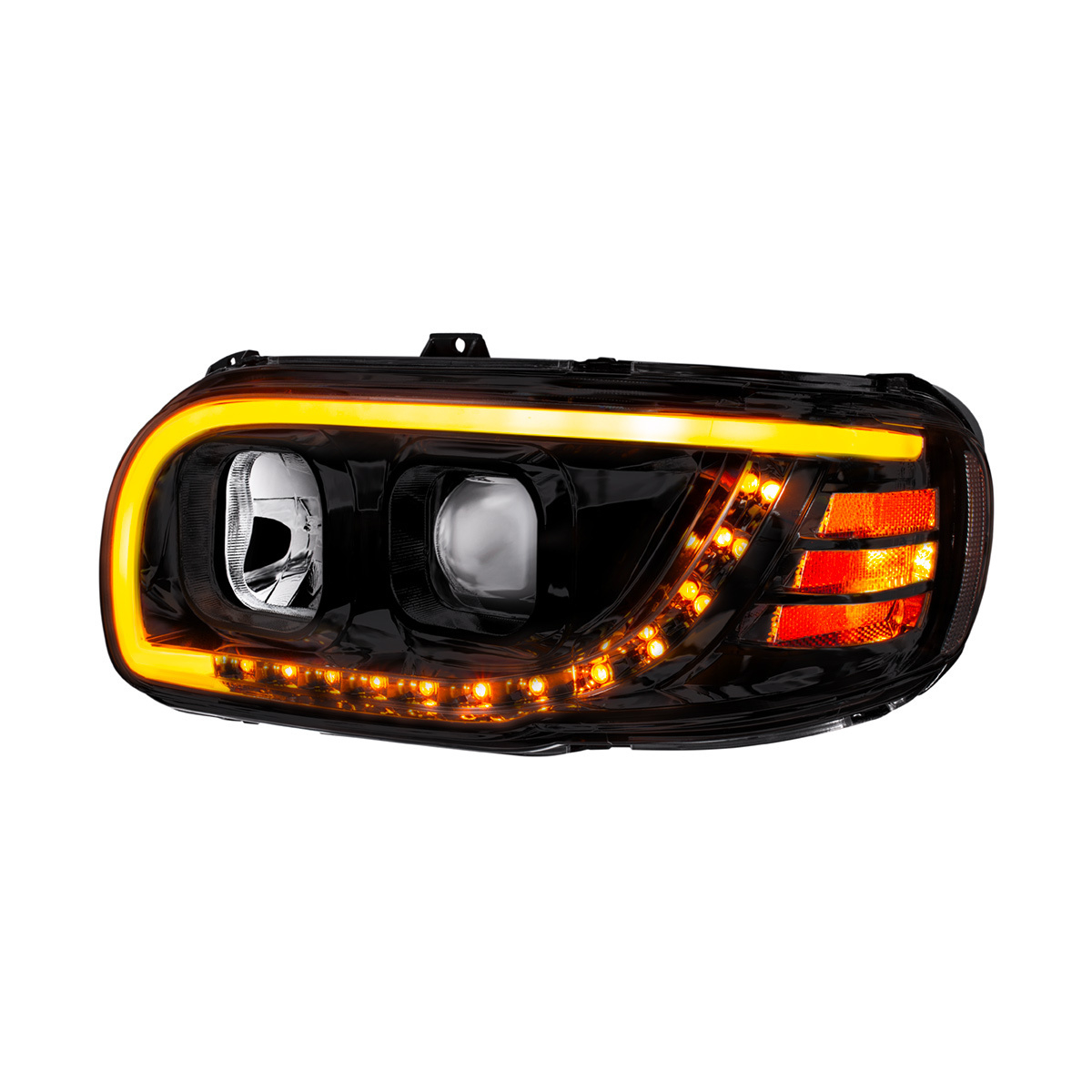 Blackout Projection Headlight With LED Turn Signal & Light Bar For 2008-2024 Peterbilt 389-Driver - Thumbnail 11
