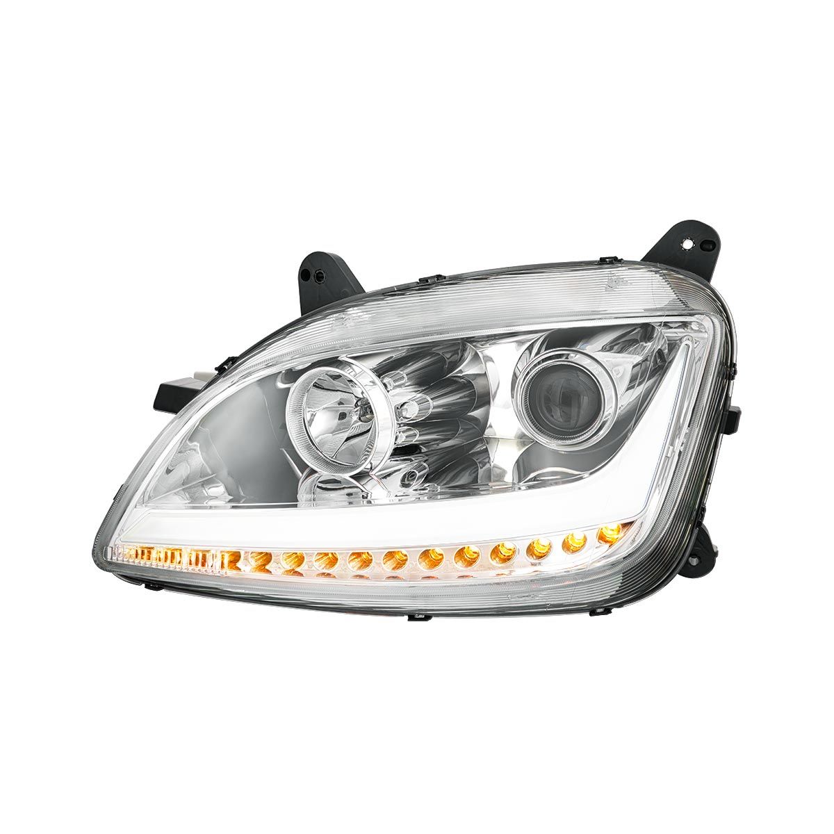 Chrome Projection Headlight With LED Position Light & Sequential Signal For 2012-2021 Peterbilt 579- Driver