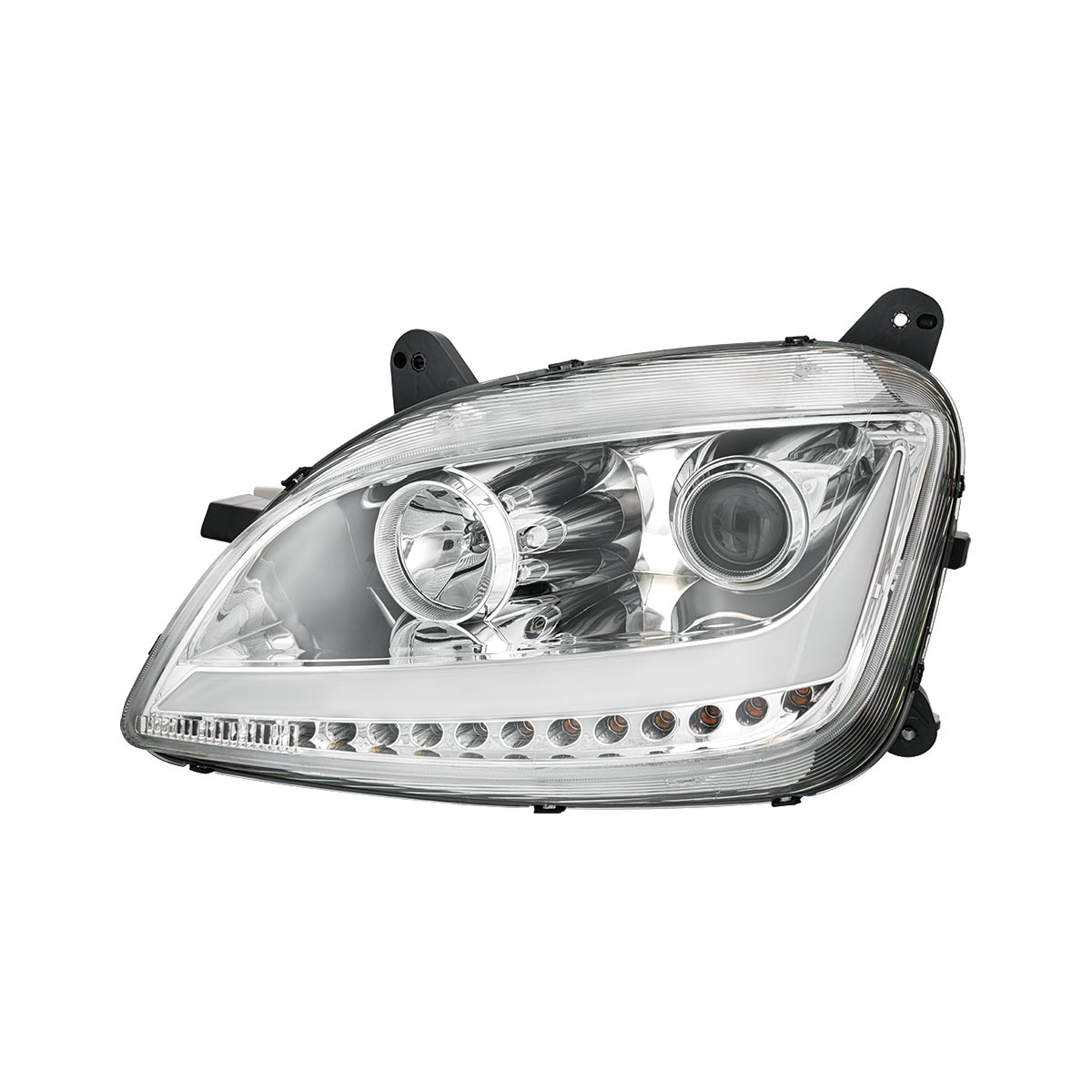 Chrome Projection Headlight With LED Position Light & Sequential Signal For 2012-2021 Peterbilt 579- Driver - Thumbnail 2