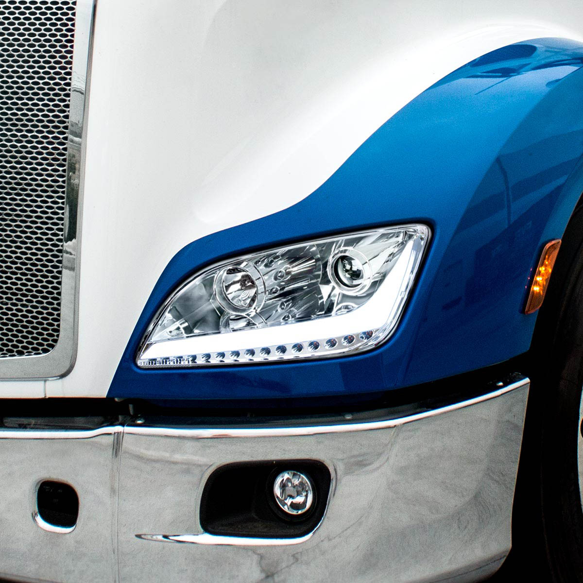 Chrome Projection Headlight With LED Position Light & Sequential Signal For 2012-2021 Peterbilt 579- Driver - Thumbnail 8