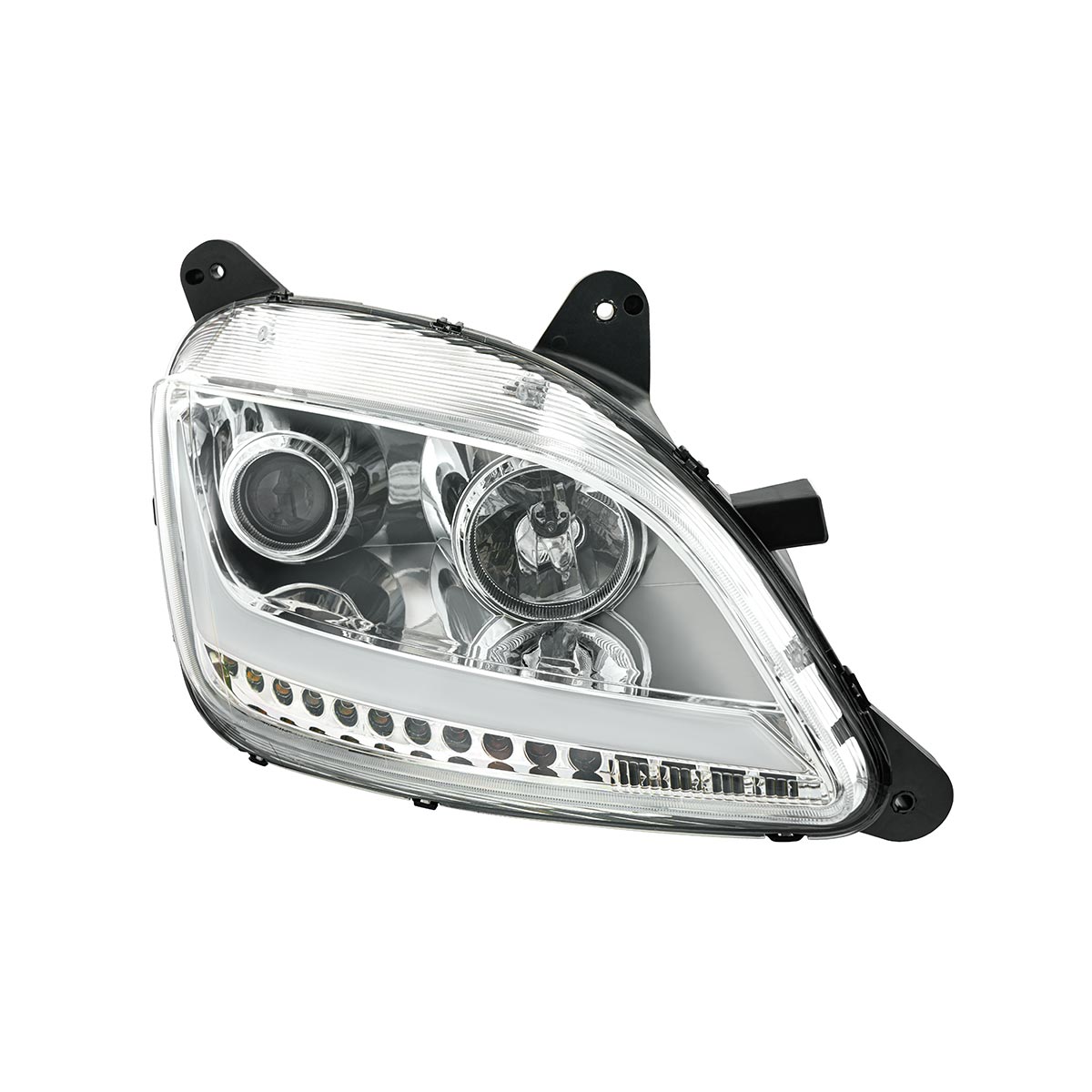 Chrome Projection Headlight With LED Position Light & Sequential Signal For 2012-2021 Peterbilt 579- Passenger - Thumbnail 4
