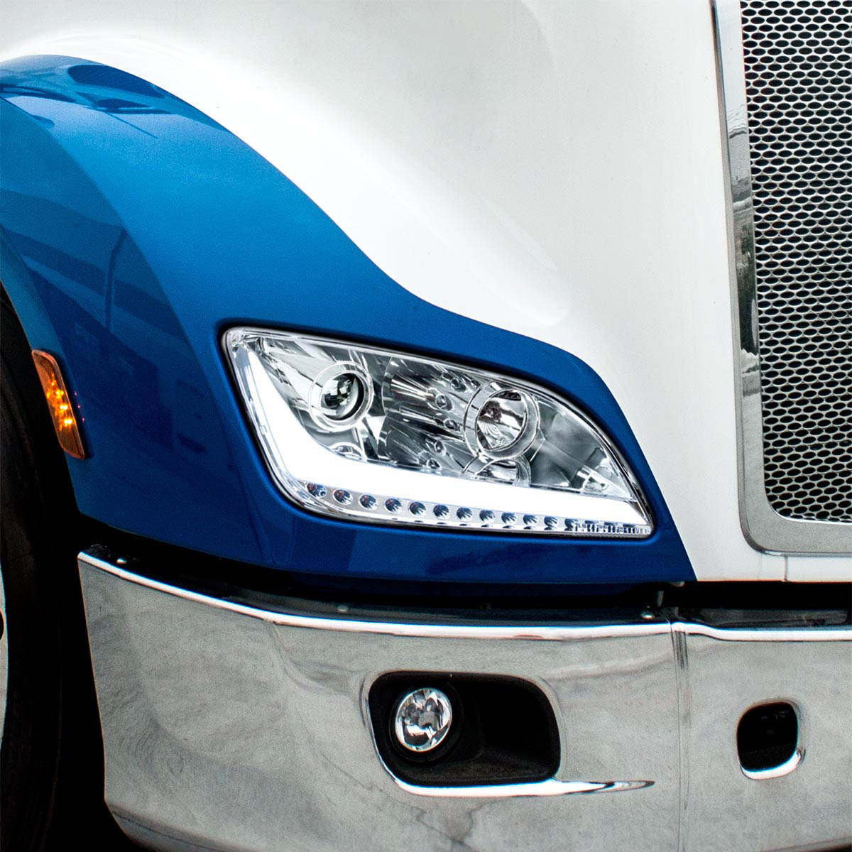 Chrome Projection Headlight With LED Position Light & Sequential Signal For 2012-2021 Peterbilt 579- Passenger - Thumbnail 8