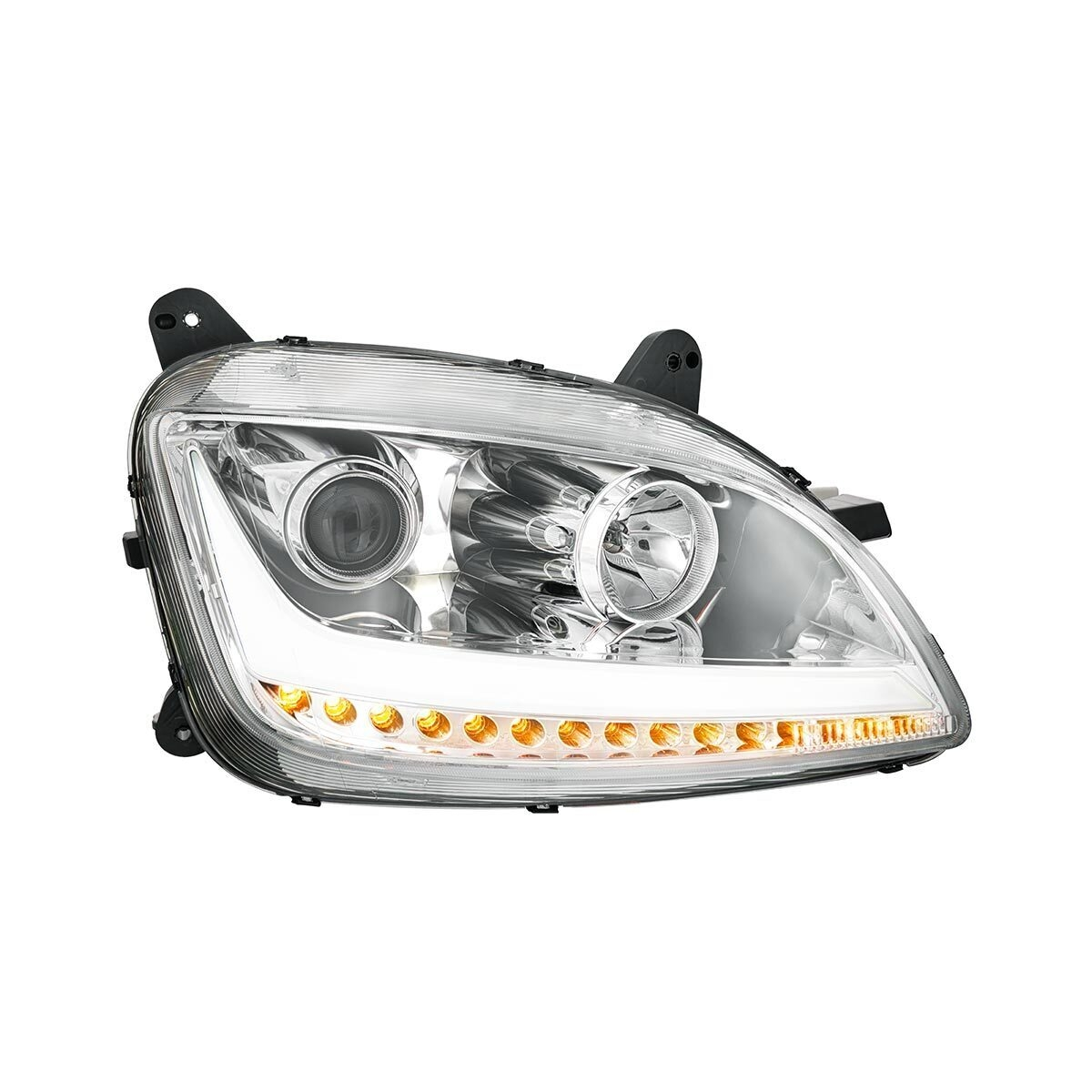 Chrome Projection Headlight With LED Position Light & Sequential Signal For 2012-2021 Peterbilt 579- Passenger - Thumbnail 9