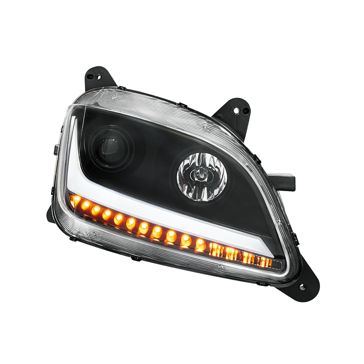 Black Projection Headlight With LED Position & Sequential Signal For 2012-2021 Peterbilt 579- Passenger - Thumbnail 3