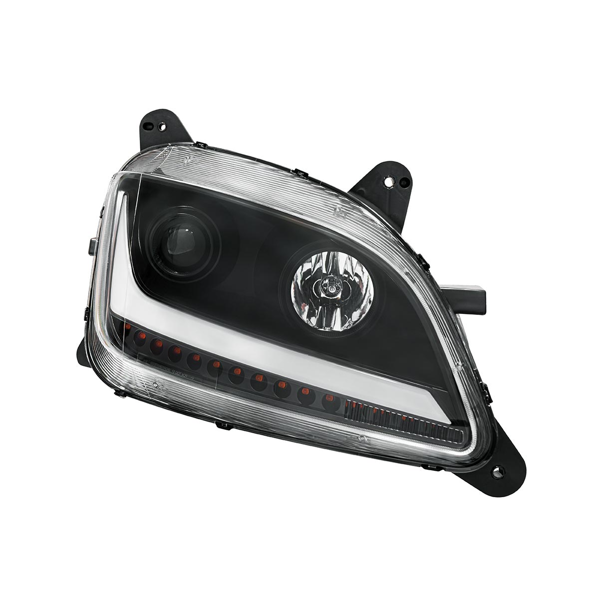 Black Projection Headlight With LED Position & Sequential Signal For 2012-2021 Peterbilt 579- Passenger - Thumbnail 4