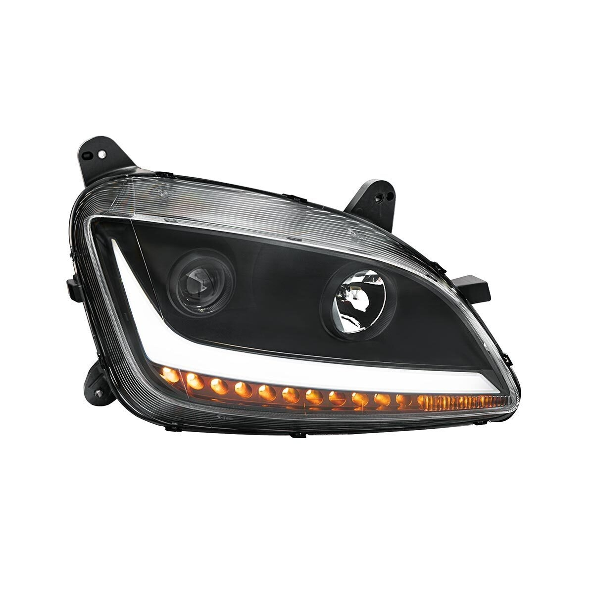 Black Projection Headlight With LED Position & Sequential Signal For 2012-2021 Peterbilt 579- Passenger - Thumbnail 9