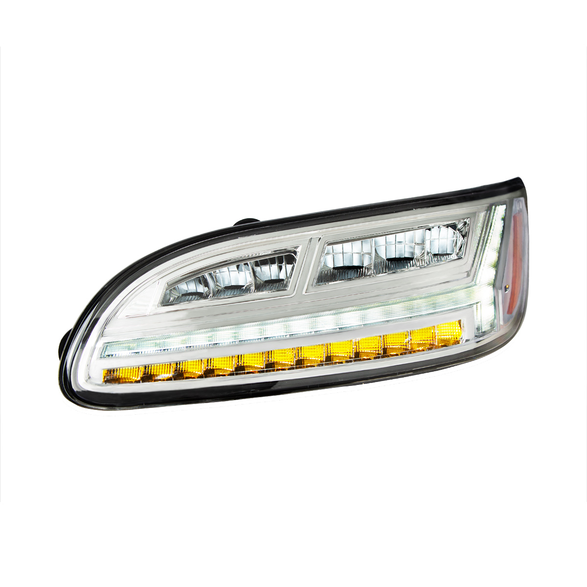 Chrome 6 LED Headlight For Peterbilt 386 (2006-2016) & 387 (2000-2011)- Driver - Thumbnail 3