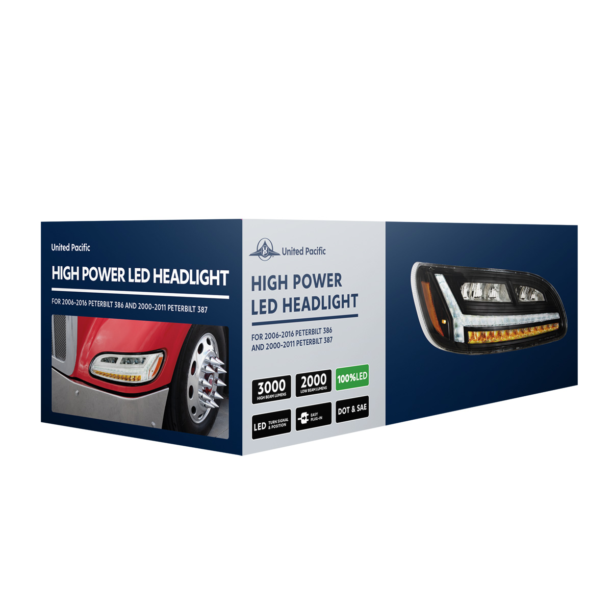 Chrome 6 LED Headlight For Peterbilt 386 (2006-2016) & 387 (2000-2011)- Driver - Thumbnail 7