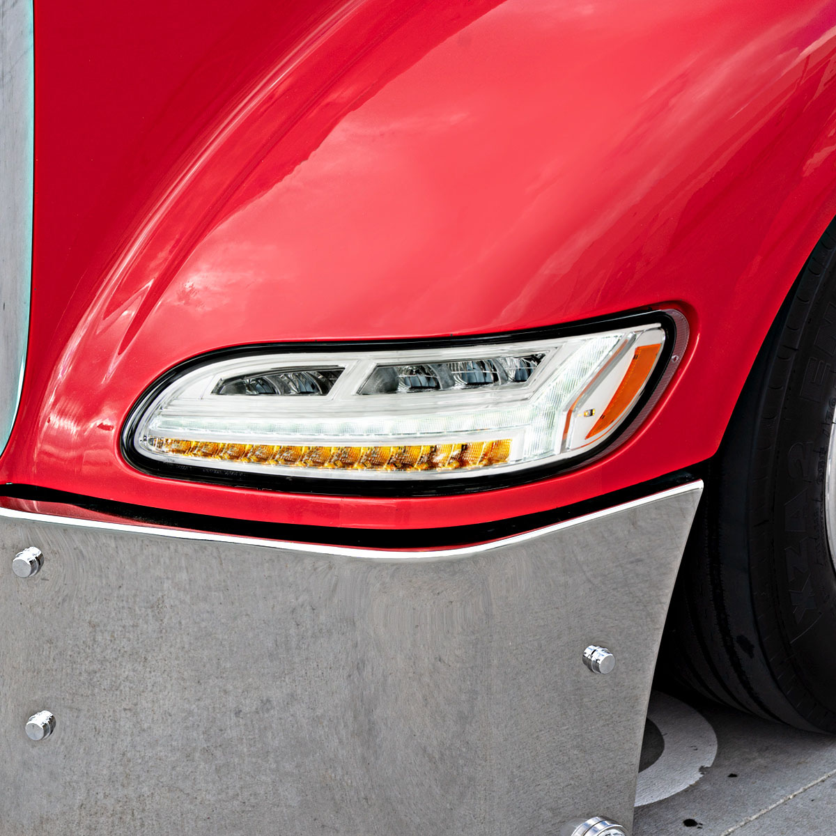 Chrome 6 LED Headlight For Peterbilt 386 (2006-2016) & 387 (2000-2011)- Driver - Thumbnail 8