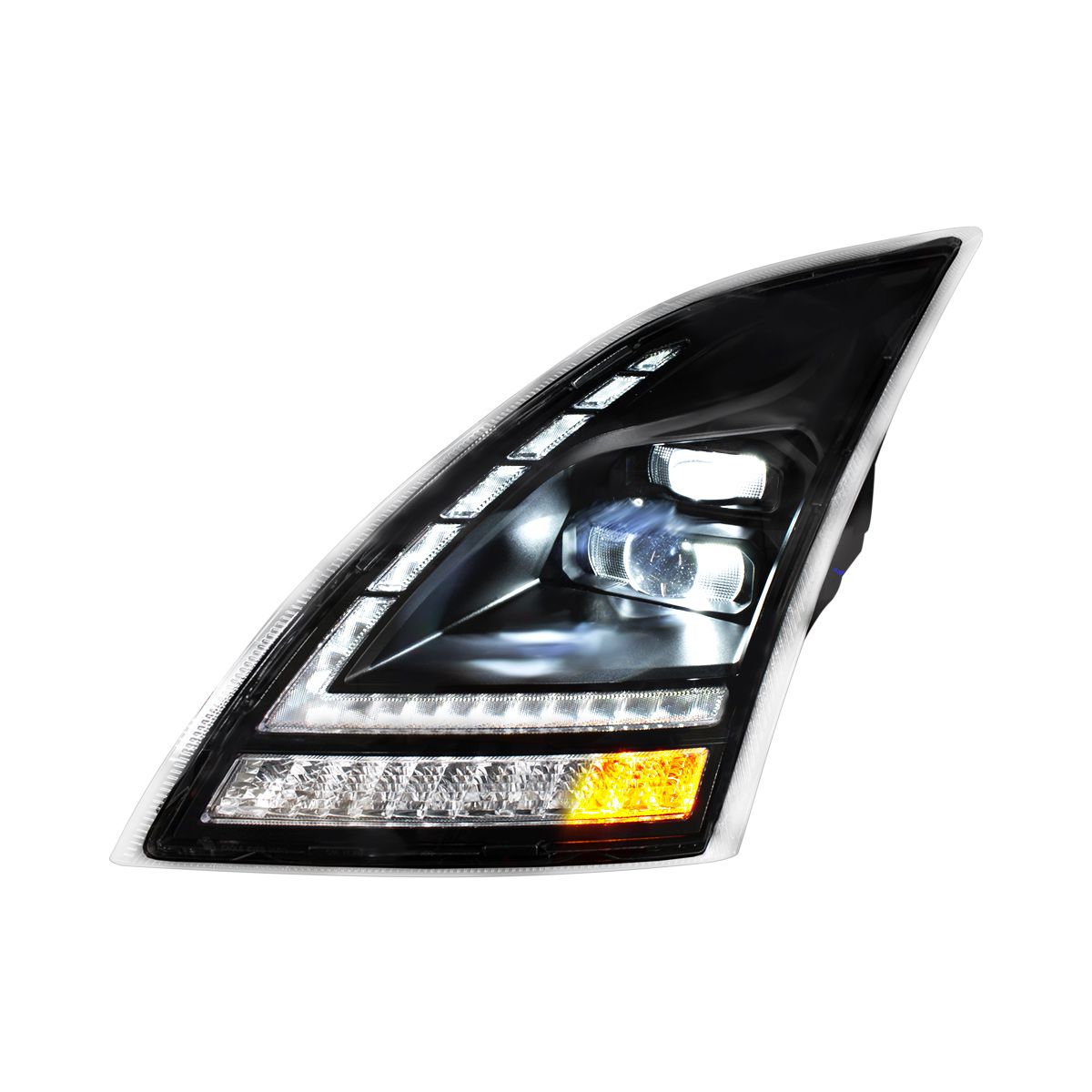 Blackout Full LED Headlight  With Switchable Sequential Turn Signal. 2018-2024 Volvo VNL-Driver