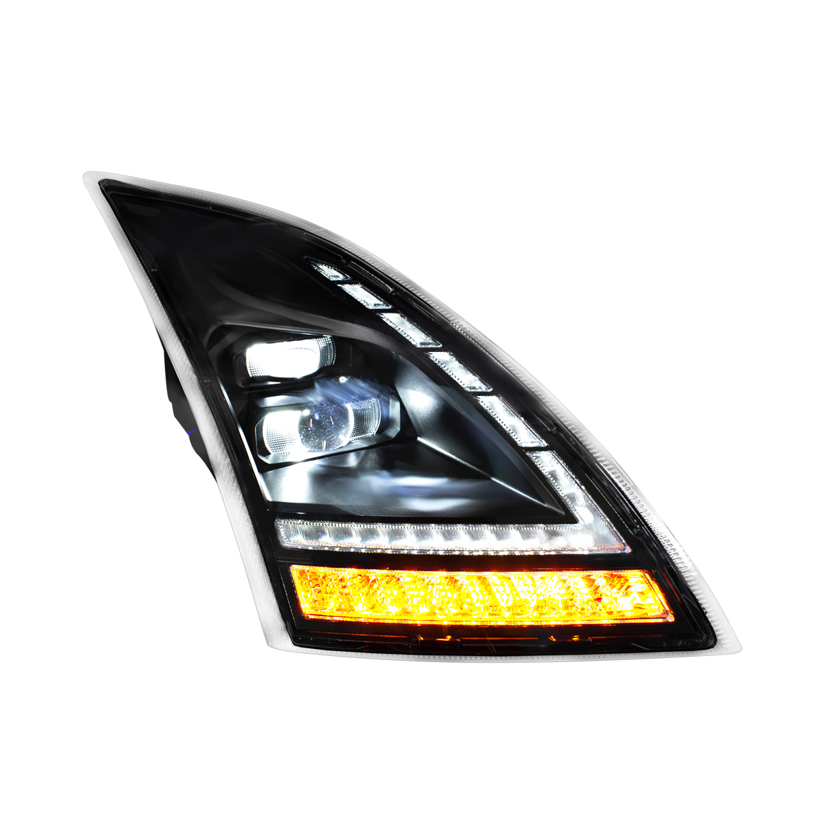 Blackout Full LED Headlight  With Switchable Sequential Turn Signal. 2018-2024 Volvo VNL-Passenger - Thumbnail 3