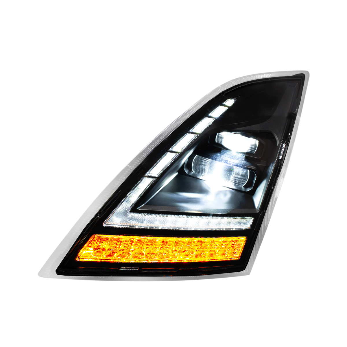 Blackout Full LED Headlight With LED Turn Signal and DRL For 2018-2024 Volvo VNL-Driver - Thumbnail 3