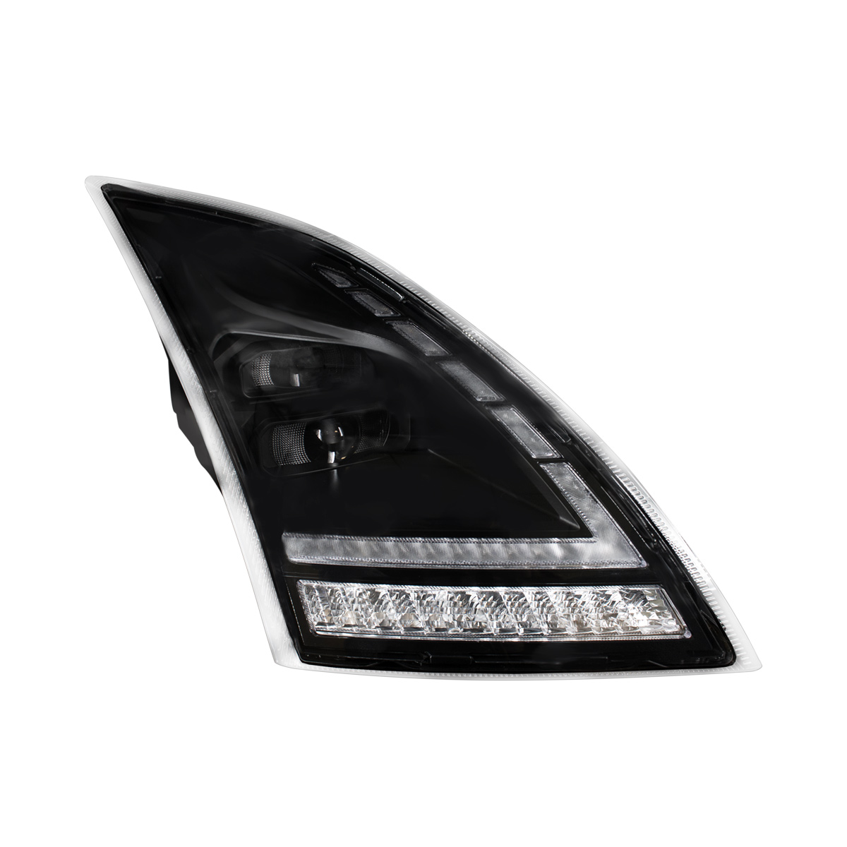 Blackout Full LED Headlight With LED Turn Signal and DRL For 2018-2024 Volvo VNL-Passenger - Thumbnail 2