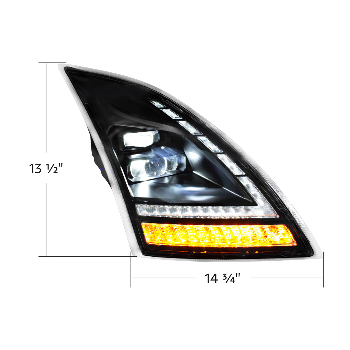 Blackout Full LED Headlight With LED Turn Signal and DRL For 2018-2024 Volvo VNL-Passenger - Thumbnail 8