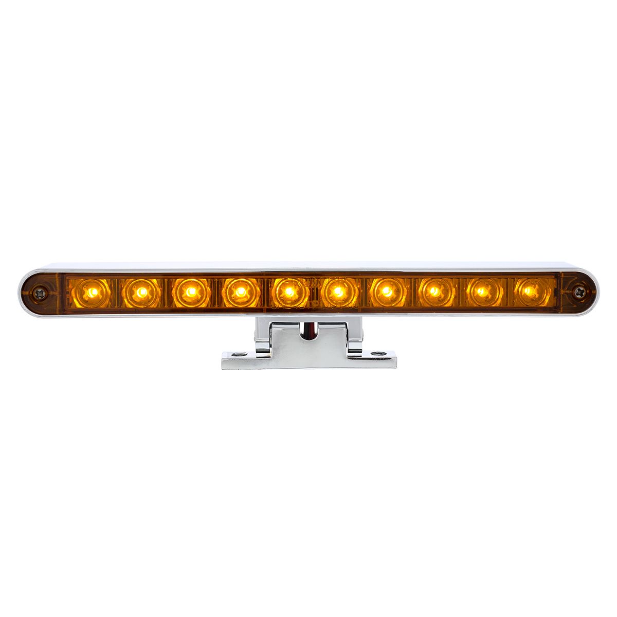 Chrome 10 LED Light Bar With 180 Degree Swivel Base - Dual Function Amber LED/Amber Lens