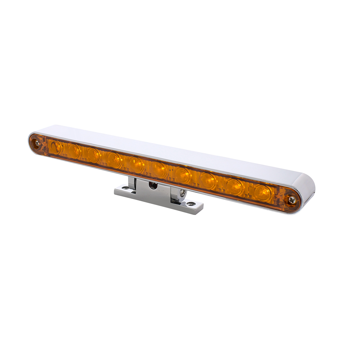 Chrome 10 LED Light Bar With 180 Degree Swivel Base - Dual Function Amber LED/Amber Lens - Thumbnail 5