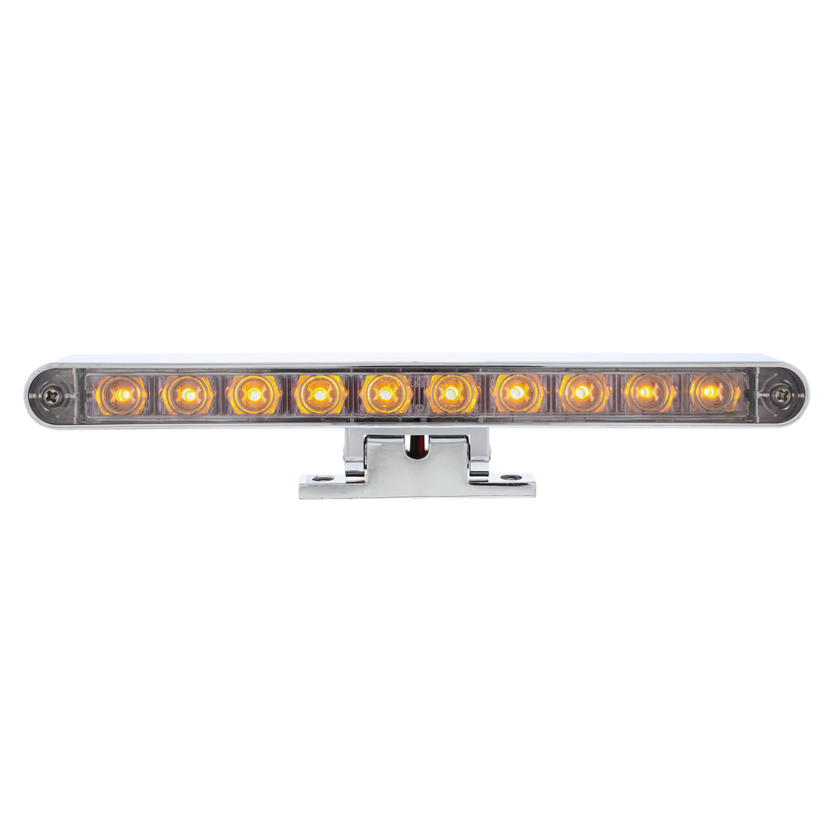 Chrome 10 LED Light Bar With 180 Degree Swivel Base - Dual Function Amber LED/Clear Lens - Thumbnail 11