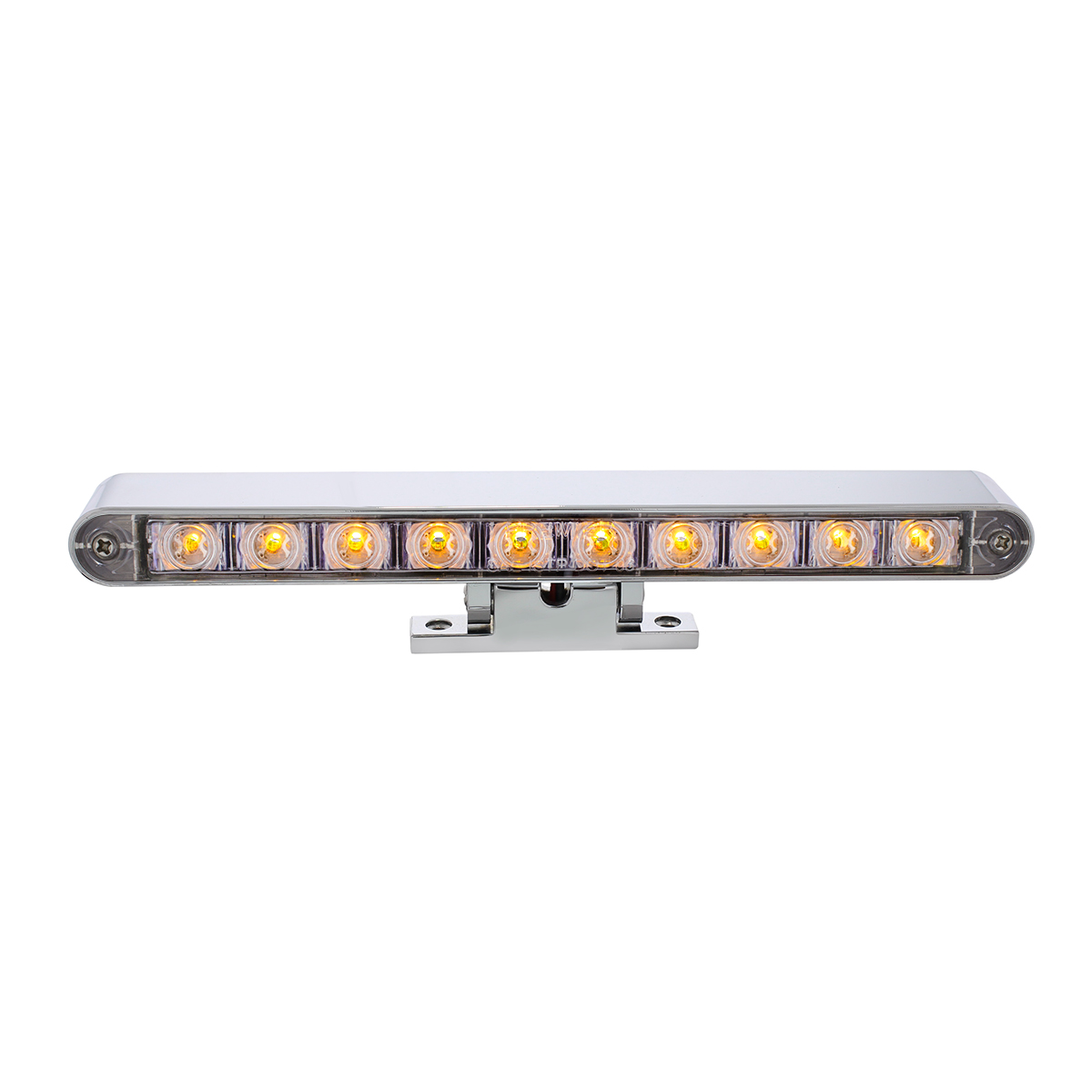 Chrome 10 LED Light Bar With 180 Degree Swivel Base - Dual Function Amber LED/Clear Lens - Thumbnail 3