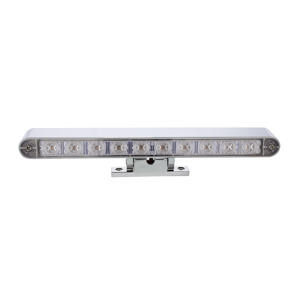 Chrome 10 LED Light Bar With 180 Degree Swivel Base - Dual Function Amber LED/Clear Lens - Thumbnail 4