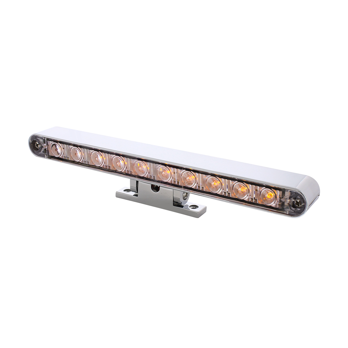 Chrome 10 LED Light Bar With 180 Degree Swivel Base - Dual Function Amber LED/Clear Lens - Thumbnail 5