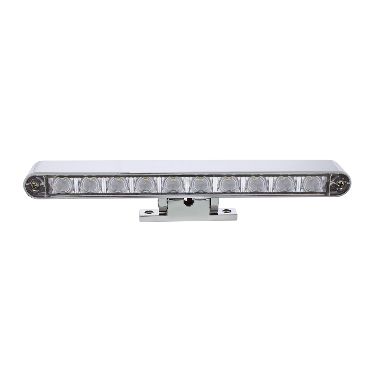 Chrome 10 LED Light Bar With 180 Degree Swivel Base - Dual Function White LED/Clear Lens - Thumbnail 4