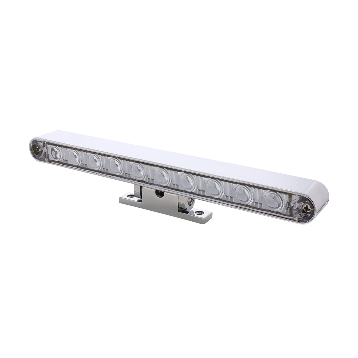 Chrome 10 LED Light Bar With 180 Degree Swivel Base - Dual Function White LED/Clear Lens - Thumbnail 6