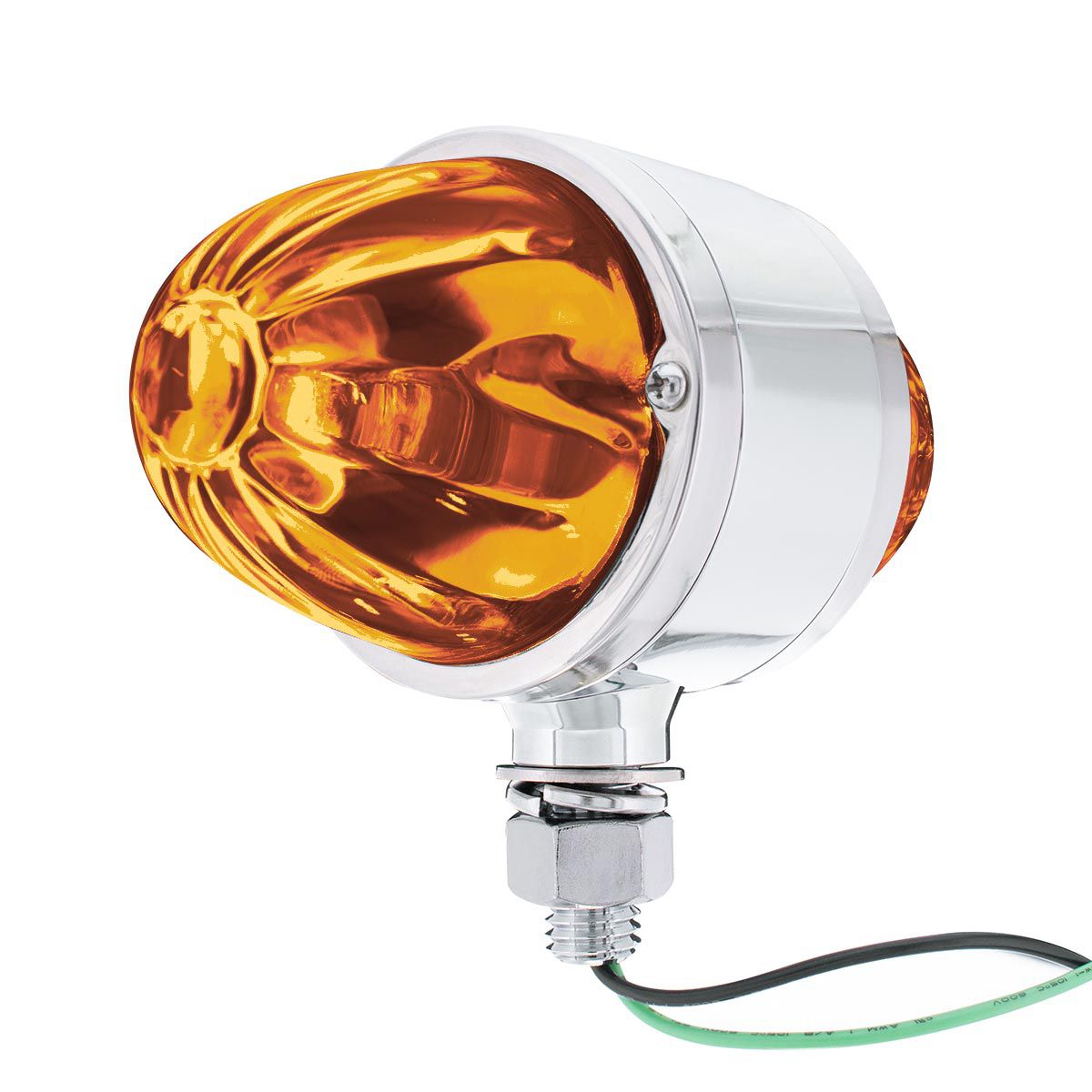 Chrome Double Face Housing With 2 Watermelon Glass Lens - Dark Amber