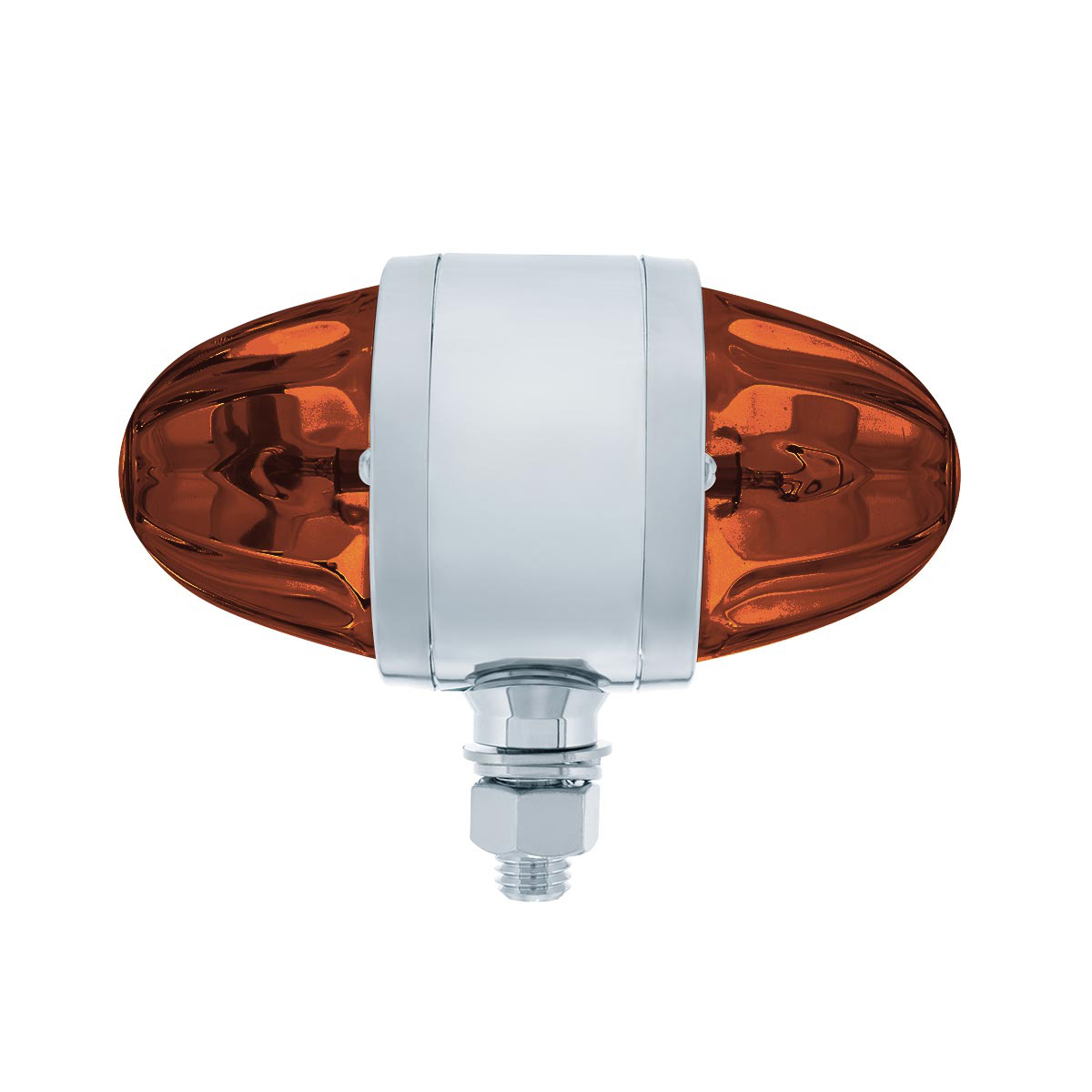 Chrome Double Face Housing With 2 Watermelon Glass Lens - Dark Amber - Thumbnail 5