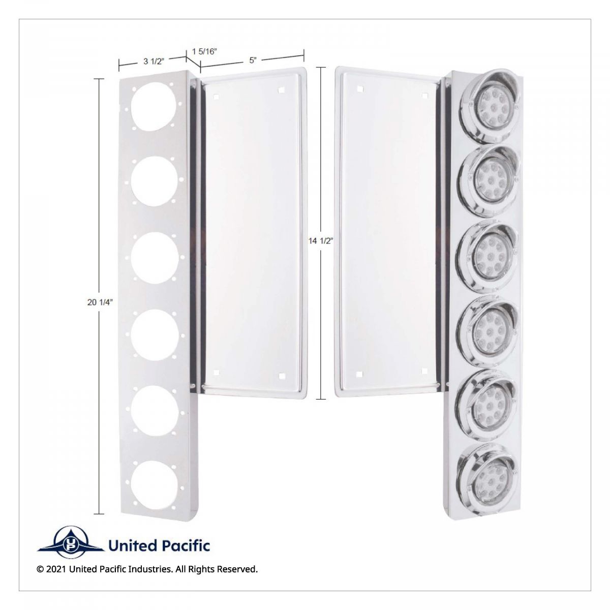 Freightliner Stainless Front Air Cleaner Bracket Only - 12 Light Cutouts - Thumbnail 2