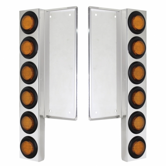 FL SS Front Air Cleaner Bracket W/12X 9 LED 2" Lights -Amber LED & Lens (Pair)