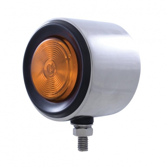 Stainless 2.5" Double Face With Lights & Grommets - Amber & Red Lens