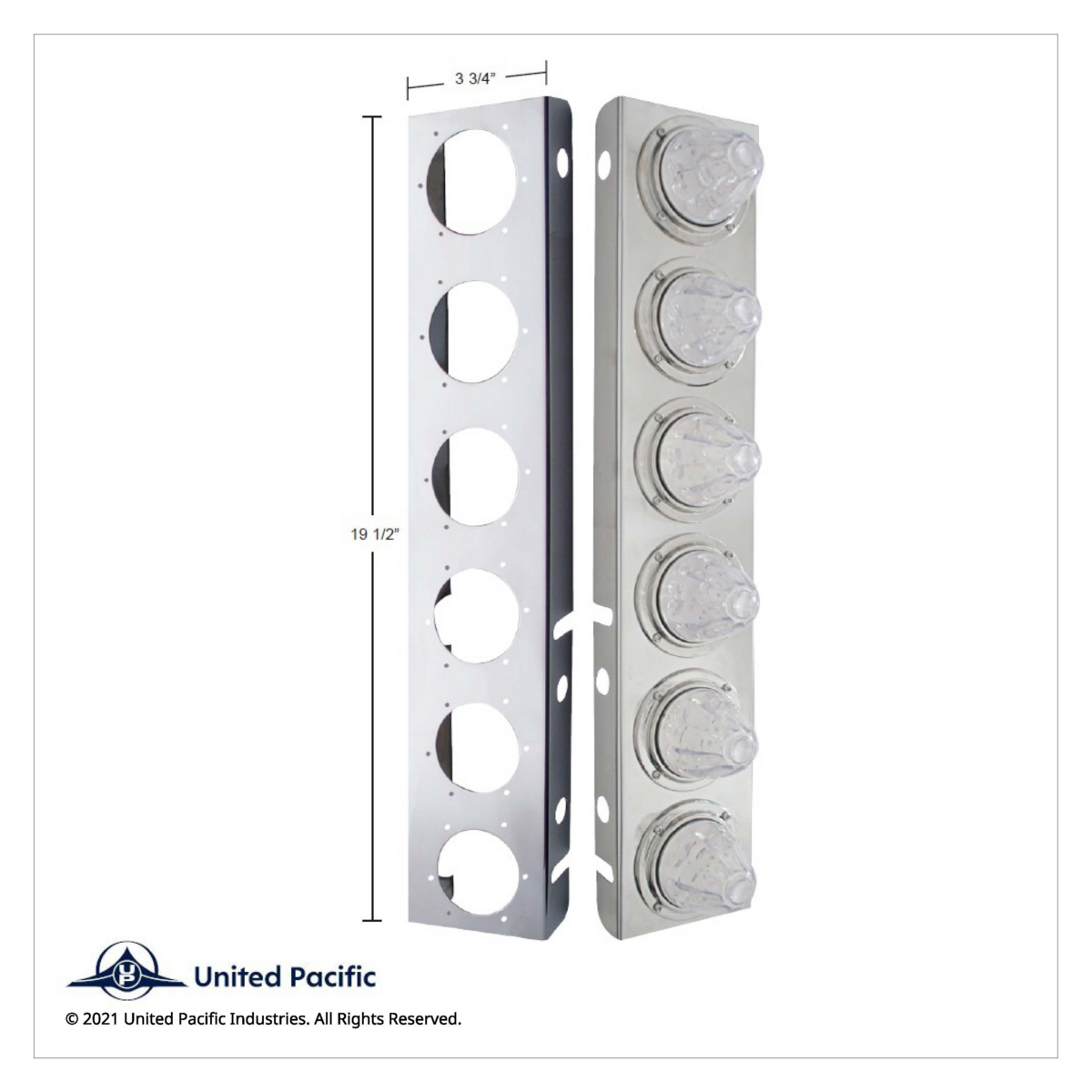 SS Front Air Cleaner Bracket With 12X 11 LED Watermelon Lights & Bezels For Peterbilt-Amber LED & Lens - Thumbnail 2