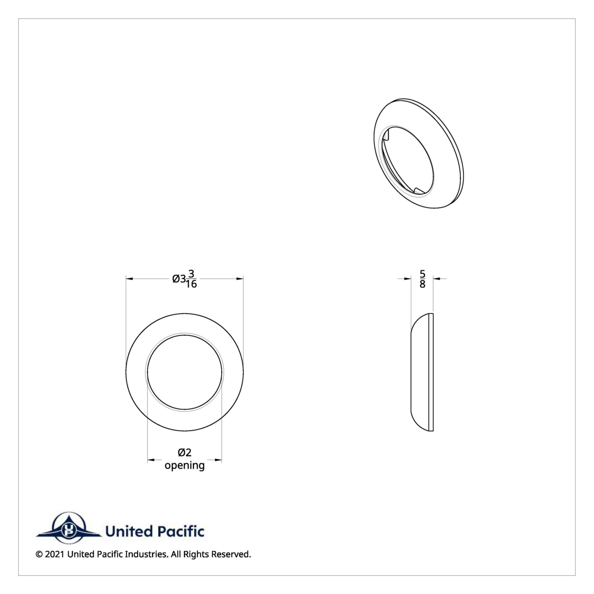 Chrome Twist-On Light Bezel For 2" Round Light Grommet - Thumbnail 4