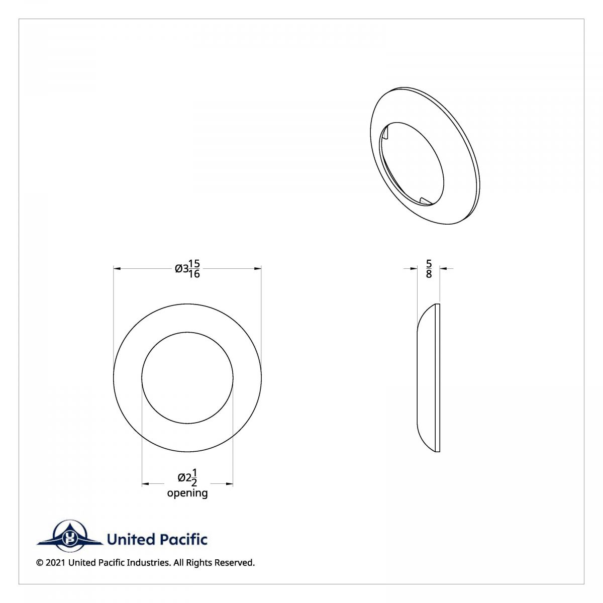 Chrome Twist-On Light Bezel For 2.5" Round Light Grommet - Thumbnail 3