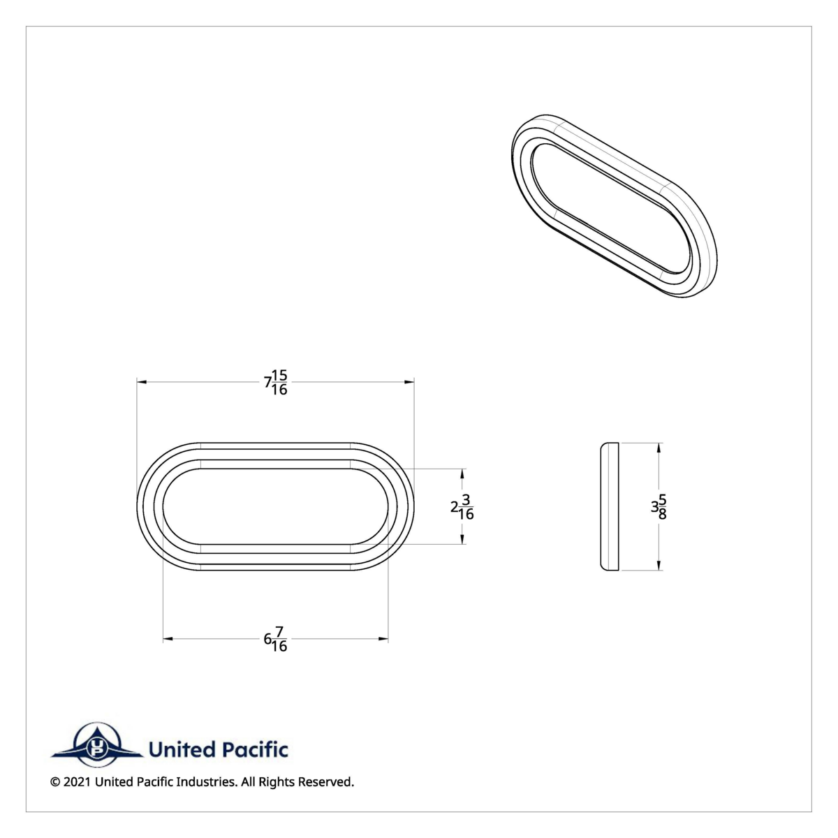 Chrome Twist-On Light Bezel For 6" Oval Light Grommet - Thumbnail 4