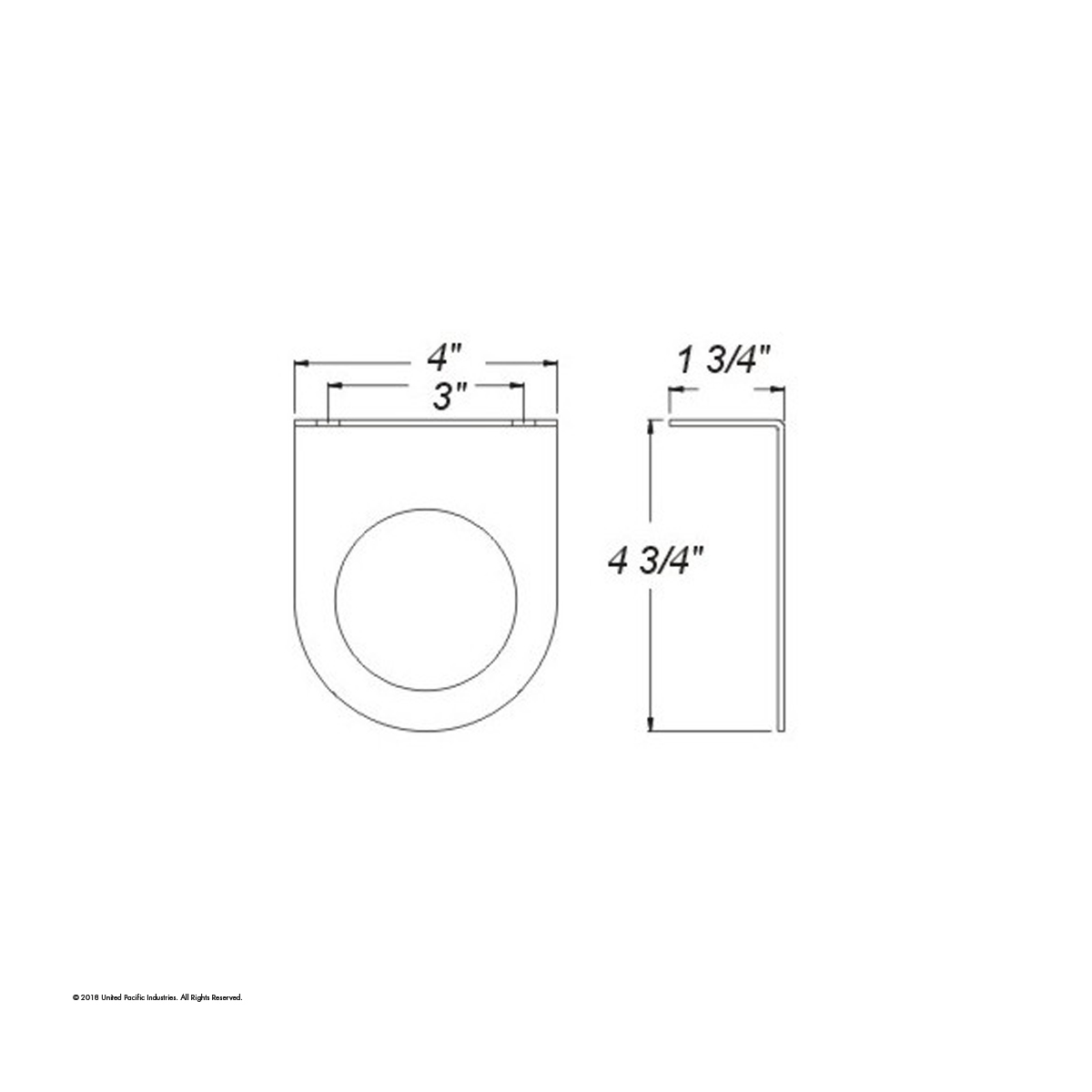 2.5" Black Light Bracket With Flange - 1 Hole - Thumbnail 2
