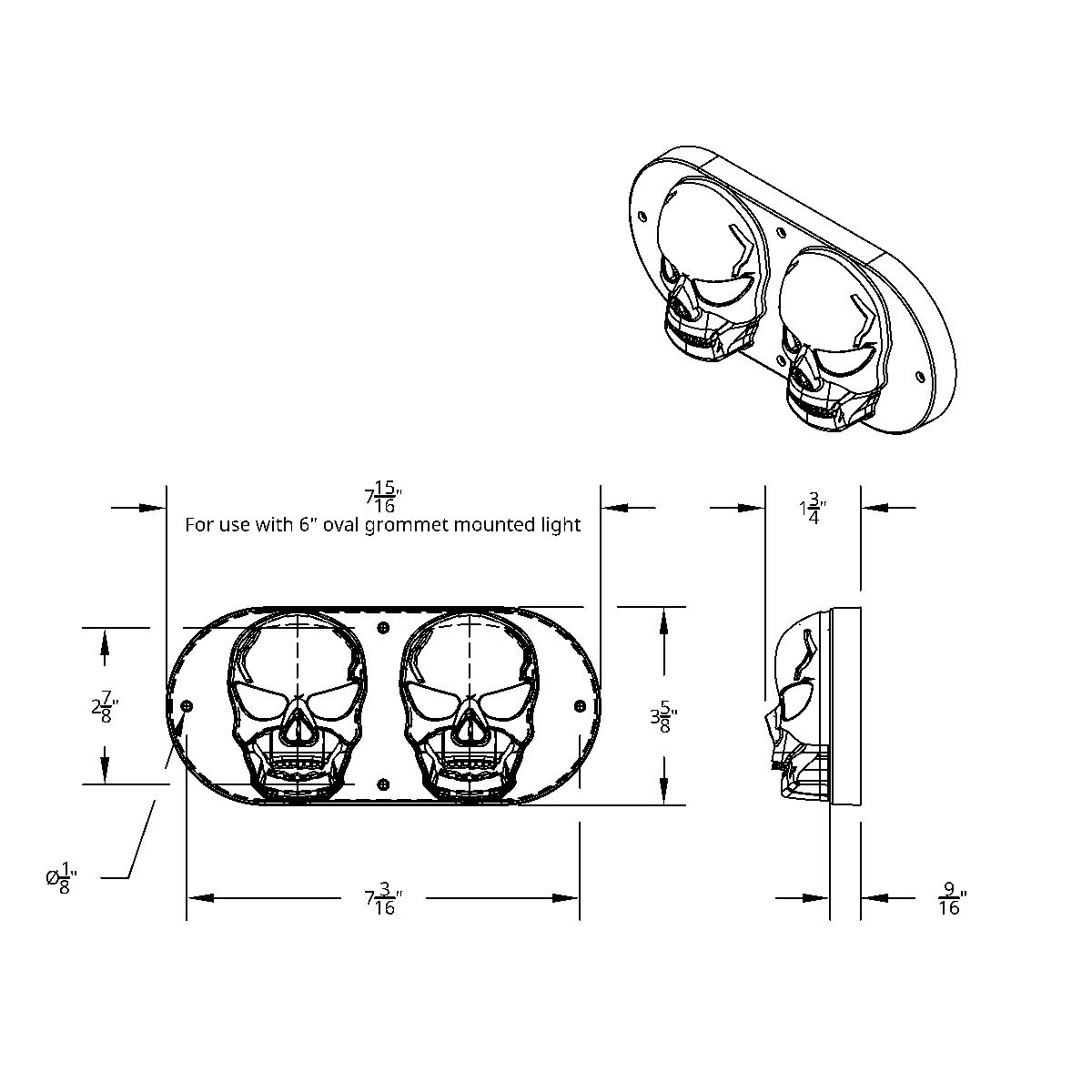 Oval Skull Light Bezel - Thumbnail 2
