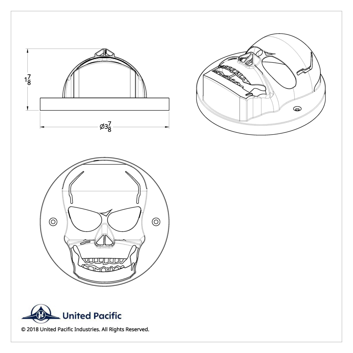 Chrome Plastic Skull Bezel For 2.5" Light Grommet - Thumbnail 3