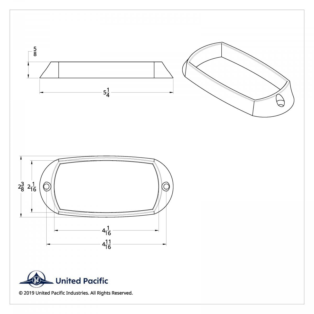 Chrome Rectangular Bezel For Tiger Eye Light (Clearance/Marker) - Thumbnail 3