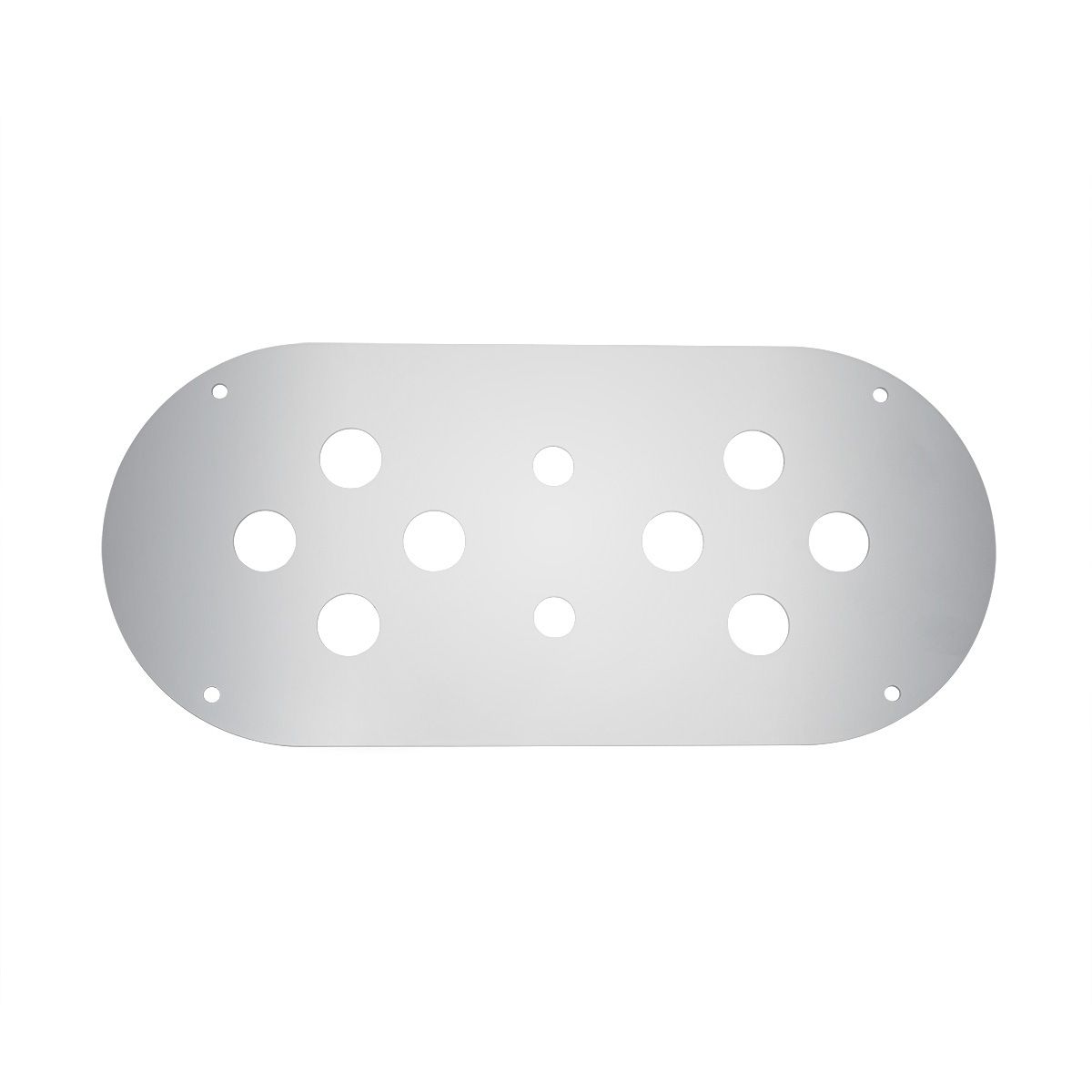 Stainless Steel Above Door Dome Light Plate With 8 x 3/4" Mini Light Cutouts For Kenworth & Peterbilt Trucks